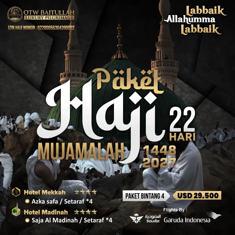 Paket Haji Mujamalah Bintang 4 Langsung Berangkat 2027 1448H