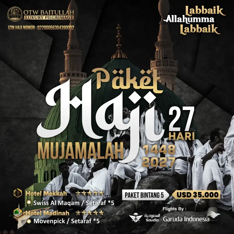 Paket Haji Mujamalah Bintang 5 Langsung Berangkat 2027 1448H